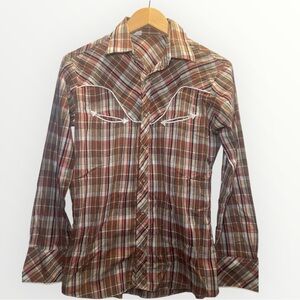 Vintage Western Button-Up Shirt with Pearl Snaps, Size Medium